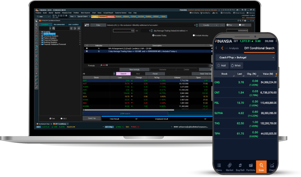 เครื่องมือเทรดหุ้น DIY Conditional Search