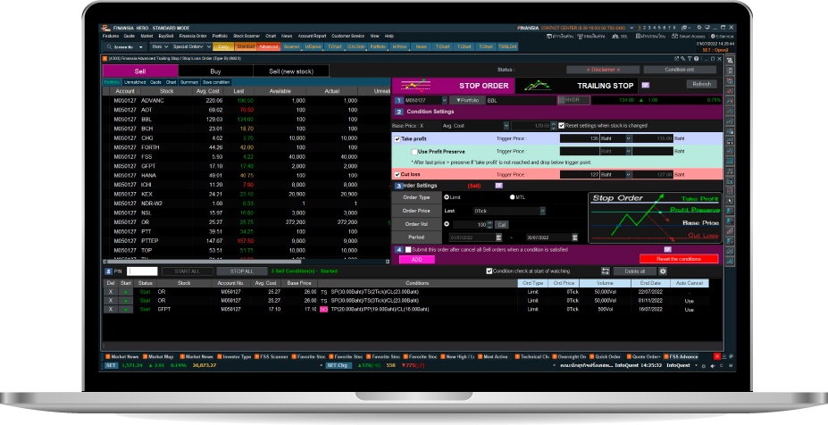 ตั้งซื้อขายหุ้น อัตโนมัติ ด้วย Stop Order