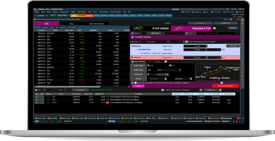 เครื่องมือช่วยเทรดหุ้น TRAILING STOP